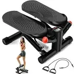 Steppers for Exercise at Home, Mini Stepper with Resistance Bands, Air-Powered