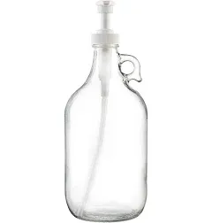 Half Gallon 64 oz Glass Pump Dispenser Bottle, Large Jug with Pump for Laundry Soap Dispenser, Liquid Detergent Fabric Softener