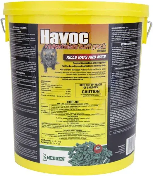 Neogen Havoc Rodenticide Rat & Mouse Bait Pellet Pack, 8 lb.Pail