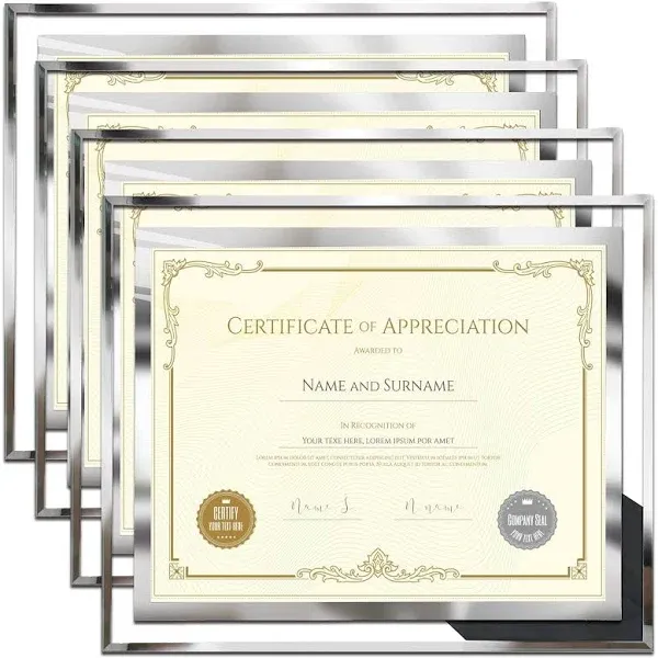 SESEAT 8.5 x 11 Certificate Document Frame Packs4 Diploma Glass Picture Frames for Tabletop