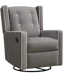 Baby Relax Mikayla 4-in-1 Swivel Glider Rocker Recliner Chair, Gray Microfiber