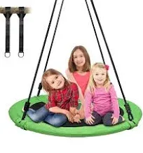 Trekassy 700lb 40 Inch Saucer Tree Swing for Kids Adults Outdoor 900D Oxford Waterproof with 2pcs Tree Hanging Straps, Steel Frame and Adjustable Ropes