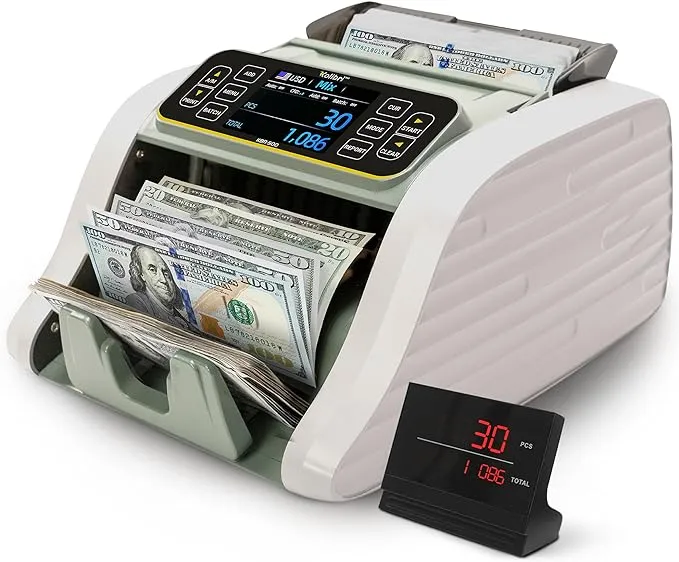 KOLIBRI KBR-500 Money Counter Machine Mixed Denomination | Business Grade Cash Counter Machine w/Advanced IR/UV/MG/MT/Counterfeit Detection, Multi-Currency (USD CAD MXN GBP EUR)