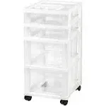 Iris USA 4 Drawer Rolling Storage Cart with Organizer Top, White