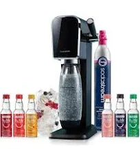 Sodastream Art Sparkling Water Maker Bundle (MISTY Blue), with CO2, DWS Bottles, and Bubly Drops Flavors