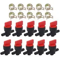 HIPA 1/4" Inline Fuel Shut Off Valve for Briggs 493960 494768 698183 Lawnmower Fuel Shut Off Valve Compatible with John Deere AM36141 AM107340 Toro 54-3150 Fuel Cut Off 10Pack