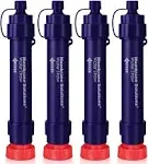 Membrane Solutions Water Filter Straw Ws02, Detachable 4-Stage 0.1-Micron Portable Water Filter Camping, 5,000L Water Purifier Survival Gear and Equi