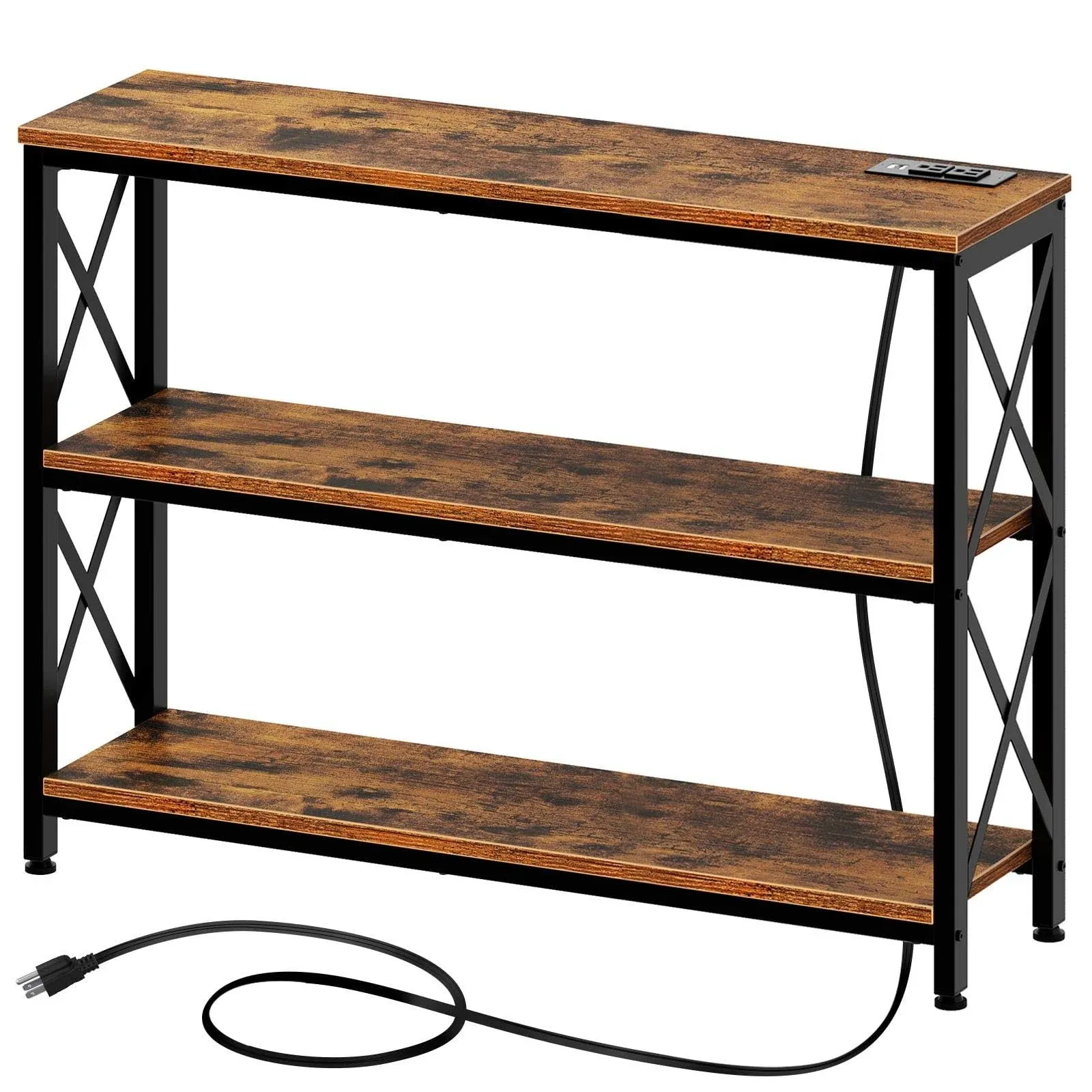 Rolanstar Console Table with Charging Station, 39.4” Sofa Table with Storage ...