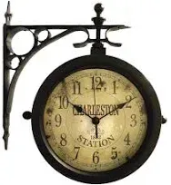  Charelston Outdoor Clock, Waterproof Double Sided Train Station Charleston