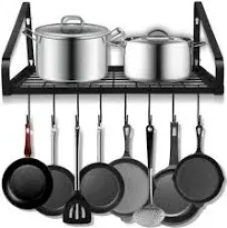 Felibeaco Hanging Pot Rack,Wall-Moun<wbr/>ted Pots and Pans Organizer Rack with 8 Rem