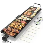 Costzon 35" Electric Griddle Teppanyaki Grill BBQ, Nonstick Extra Large Griddle Long Countertop Grill with Adjustable Temperature & Drip Tray, Indoor Outdoor Cooking Plates for Pancake Barbecue