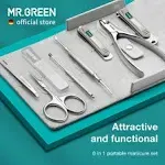 MR.GREEN Nail Clipper Sets 8 in 1 Pedicure Kits Stainless Steel Manicure Sets Personal Care Tools with Microfiber Leather Case (Mr-6658)