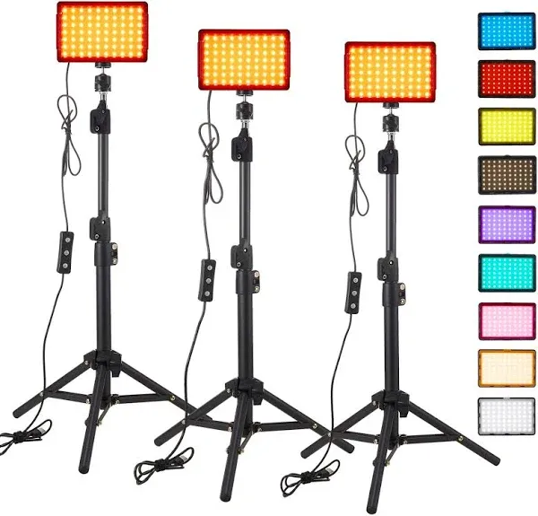 9-Color LED Studio Lights Kit: Perfect for Photography, Video, and Streaming