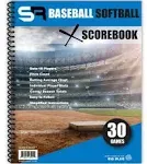 Big Blue Baseball/Softball Scorebook – Premium Score Keeping Book – 16 Player - 30 Game Scorebook with Pitch Count, Individual Player Stats, Batting Average Chart