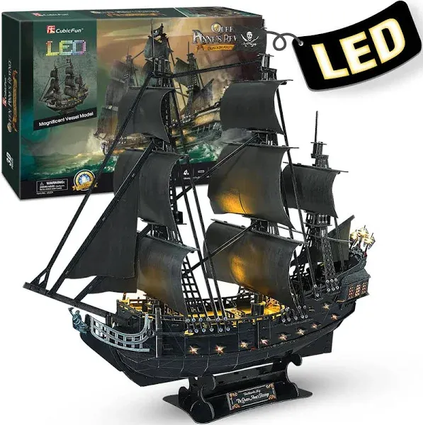 CubicFun LED 3D Puzzle Queen Anne’s Revenge Blackbeard&#039;s Pirate Ship Sealed New