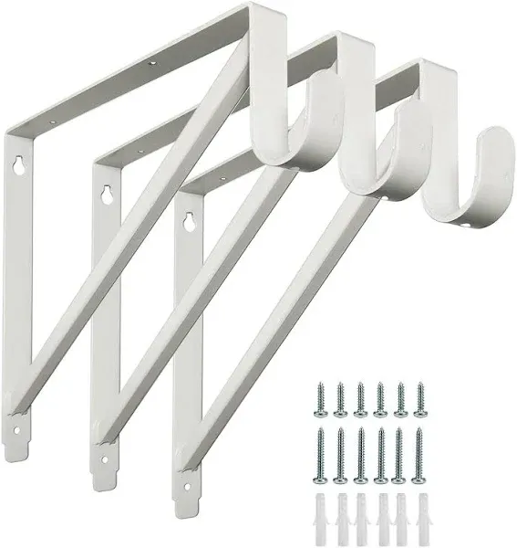 Homydom Heavy Duty Closet Shelf and Rod Brackets (White, 3 Pack)