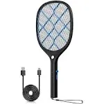 Electric Fly Swatter Bug Zapper Racket Rechargeable Mosquito Killer with LED ...