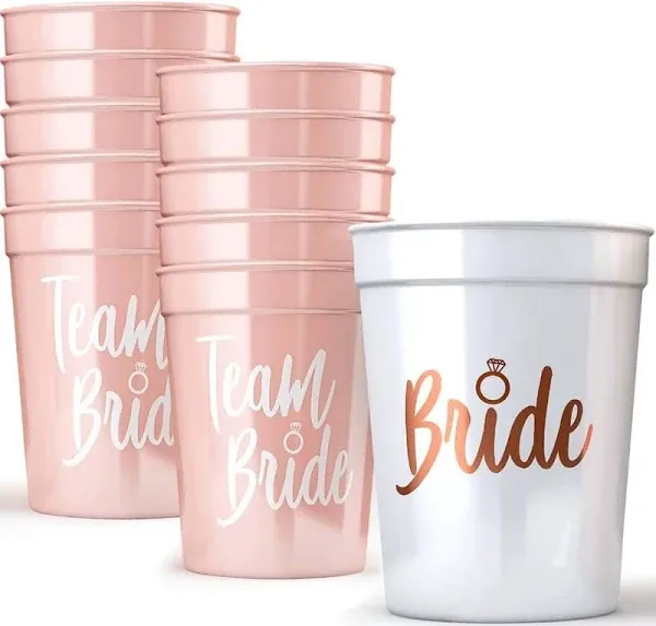 11 Pack Bride & Team Bride Bachelorette Party Cups Bridal Shower Decorations & Party Supplies for The Bride