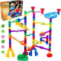 Marble Genius 115 pcs Glow Marble Run Track Race Starter Set for Kids Age 4+, Glow in the Dark, STEM Educational Building Block, Color Instruction Manual, Easter Gifts for Kids