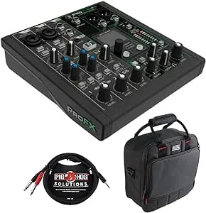 Mackie ProFX6v3+ 6-Channel Analog Mixer with Built-In FX, USB Recording, and Bluetooth Bundle with G-MIXERBAG-1212 Padded Nylon Mixer Bag and Stereo Breakout Cable 10'