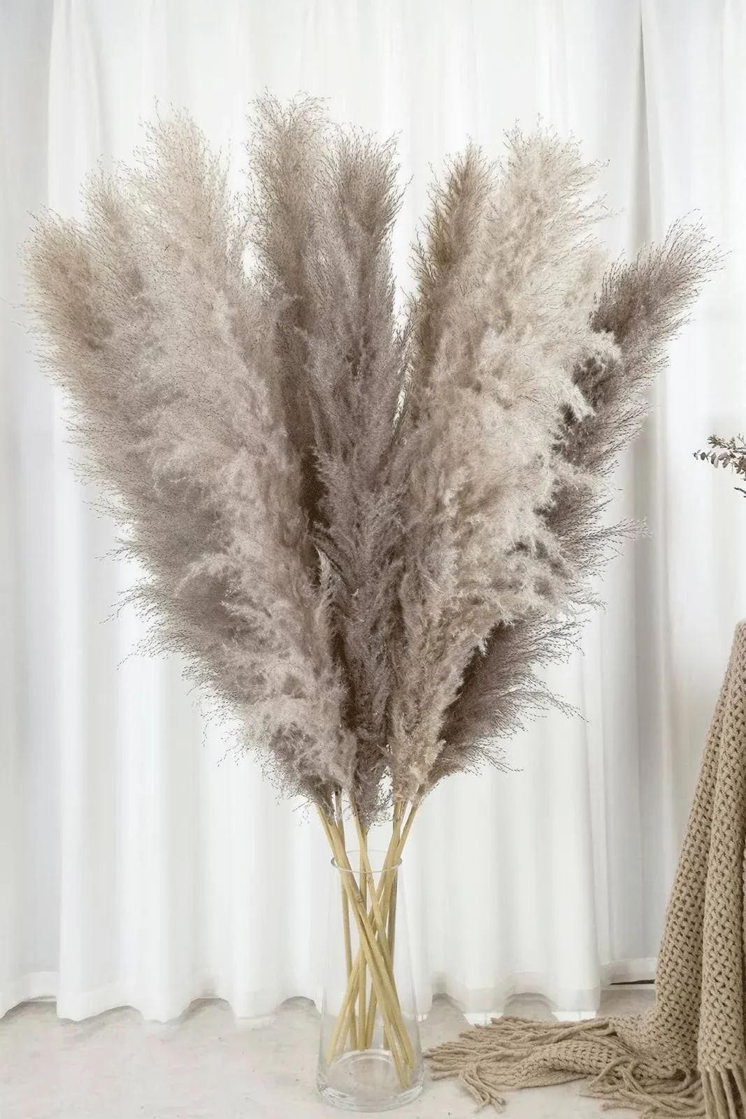 47" Inch 10 Stems Pampas Grass Decor Tall, Natural Pompas Grass, Dried Pampas Grass for Wedding, Birthday Party, Farmhouse, Boho Home Decor, Baby Shower Decorations