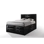 Acme Ireland Eastern King Bed with Storage in Black or Espresso 21606EK