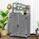 Outdoor Storage Cabinet & Potting Table, Gardening Bench, Grey