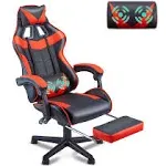 Red Gaming Chair with Footrest, Leather Ergonomic Gaming Chairs for Adults with 