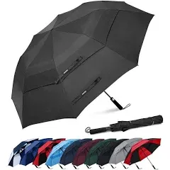 G4Free 62inch Portable Golf Umbrella Automatic Open Large Oversize Vented Double Canopy Windproof Waterproof Sport Umbrellas(Red/Black)