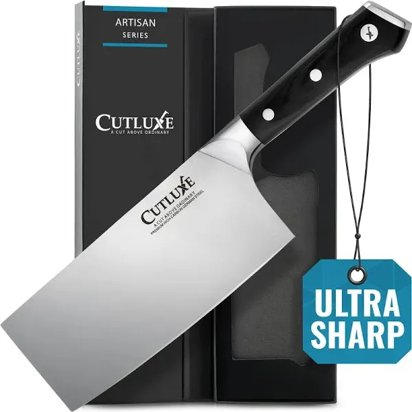 Cutluxe Artisan High Carbon German Steel Razor Sharp 7&#034; Cleaver Chopping Knife