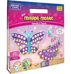 Imagimake Mirror Mosaic Butterfly & Peacock Kids Art Set | DIY Craft Kit | Foil Stickers for Kids | Birthday Gift for Girls and Boys Ages 3,4,5,6,7,8 | Mosaic Kit | 4-8 Year Old Girl Gift