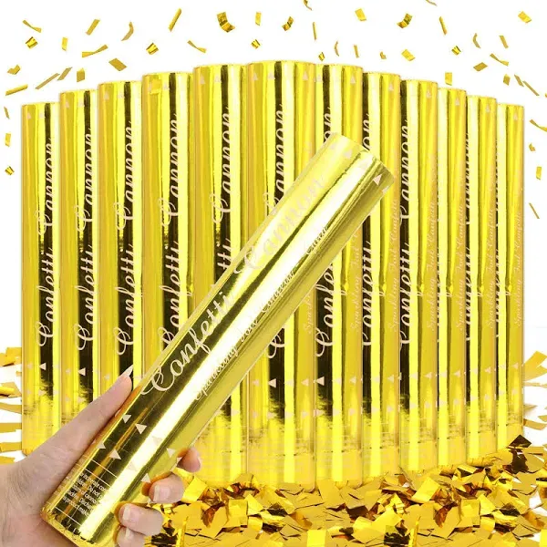 Confetti Cannon Gold Confetti Poppers Cannons 12 Pack Confetti Party Poppers