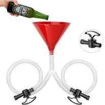 Farielyn-X Beer Bong Funnel with Valve - Newest Valve Design Extra Long 2.5 feet (30 inch) Kink Free Tube & Leakproof Easy Valve Premium Funnel for Beer Drinking Games, College Parties(Double Header)