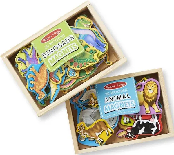 Melissa & Doug Animals and Dinosaurs Wooden Magnets Set