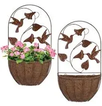 BAYN 2pks Wall Hanging Planter Decor Art with Hummingbirds