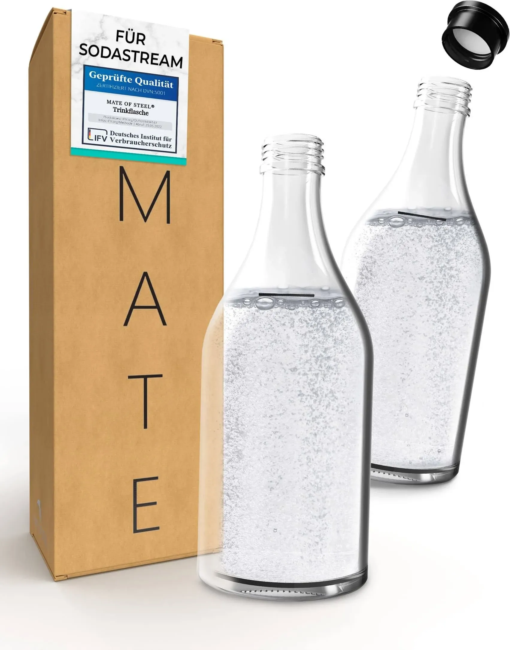 MATE OF STEEL 2 pack 30oz Glass Bottles Eco-friendly for Sodastream