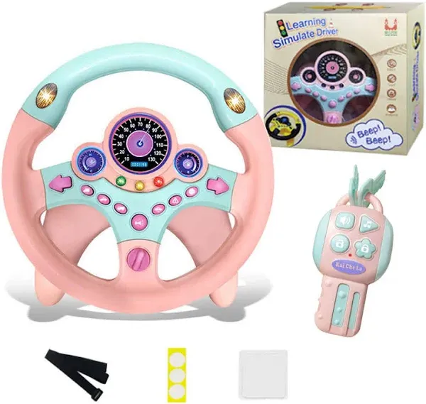 XHSP Steering Wheel Toy with Lights Music Simulated Driving for Toddlers Pretend Play Toy Adsorption Driving Wheel for Kids