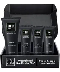 Tiege Hanley Mens Skin Care Set, Advanced Skin Care Routine for Men (System Level 2) - Face Wash Kit for Fines Lines - Men's Skincare Set Includes Face Wash, Facial Scrub, Moisturizer, & Eye Cream