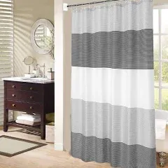 MORNITE Shower Curtain Black and Grey Shower Curtain Bathroom White Neutral Stripes