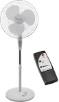 Comfort Zone 18 inch Oscillating Pedestal Stand Fan with Remote, Adjustable Height, Tilt, 3-Speeds, 90 Degree Oscillation, White