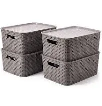 EZOWare Lidded Storage Bins Set of 4