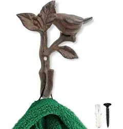 Comfify Bird On A Branch Single Wall Hook/Hanger, Rustic Brown, 4.75x1.8x6&#034;