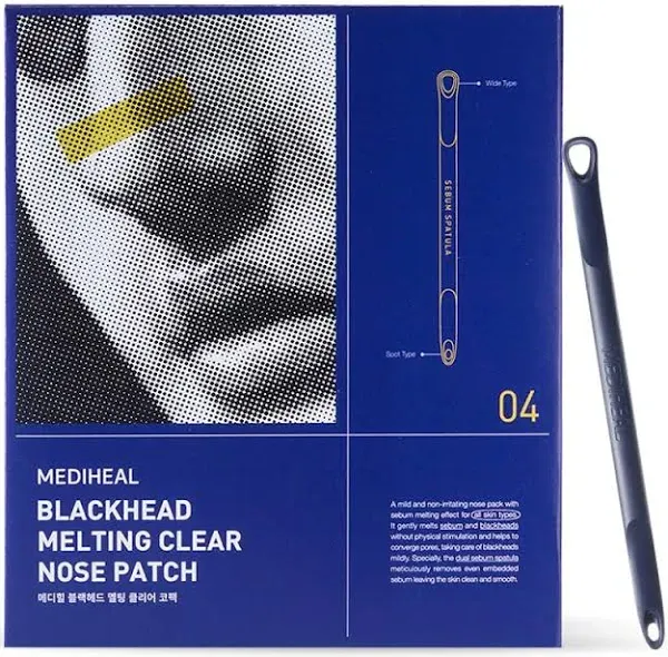 Mediheal Blackhead Melting Clear Nose Patch (4 pack), 3 Step Pore Melting and Soothing Sheets, Blackhead Remover Tool Included