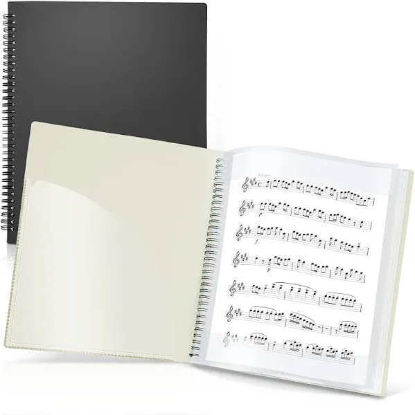 CRANBURY Sheet Music Folder 8.5x11 - Dual Use Music Holder (Pink), Store inside 24 Protective Sleeves or Write on Exposed Pages Outside Sleeves, 8.5 x 11 Spiral Notebook Binder Organizer, Lay Flat