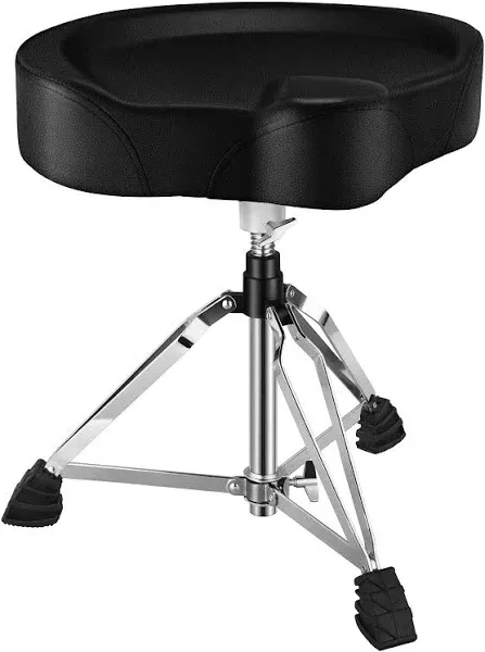 Donner Adjustable Drum Throne, Padded Stool Motorcycle Style Drum Chair for Music Show