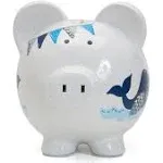 Child to Cherish Ceramic Piggy Bank Blue Double Whale