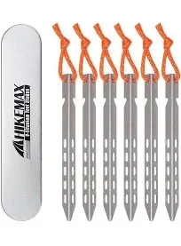 Hikemax Tripmas Ultralight Titanium Tent Stakes - Anticorrosive Tent Pegs V-Shaped