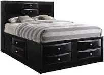 acme 21620F Ireland Full Size Bed with Storage - Black 4 Piece