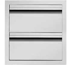 Atatod 14" W Outdoor Kitchen Drawer Stainless Steel BBQ Double Drawer Flush Mount for Outdoor Kitchen Island