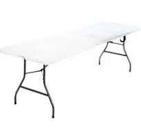 Fold-In-Half Banquet Table W/Handle, 8Ft, Black